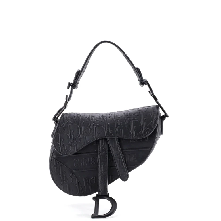 Saddle Handbag Oblique Embossed Calfskin Mini