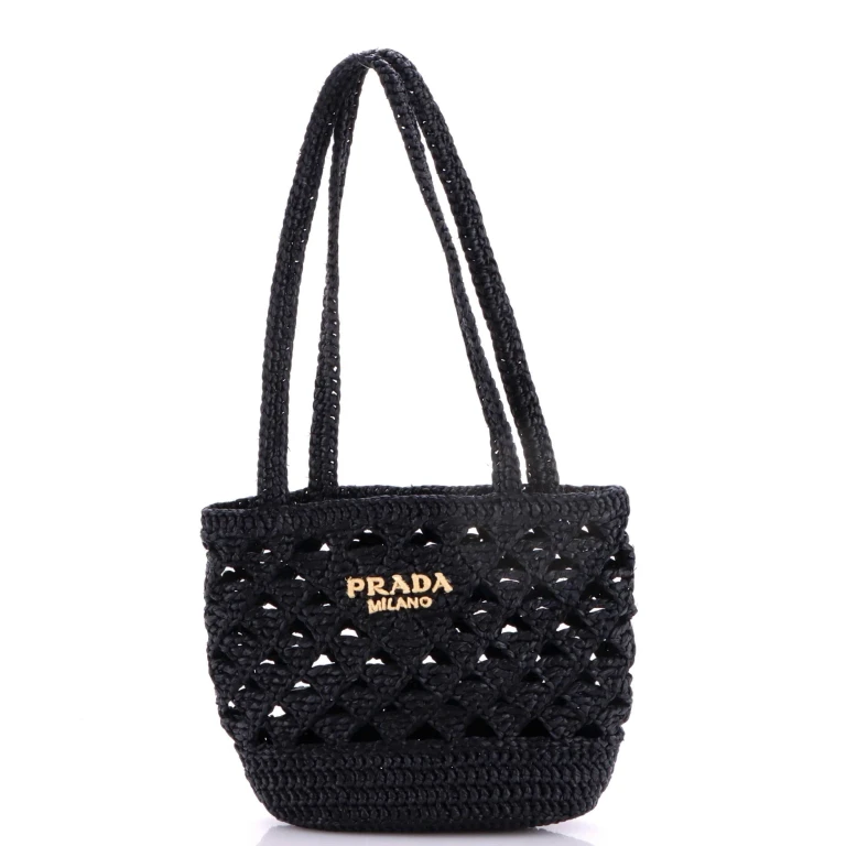 Triangle Logo Tote Raffia Crochet Mini