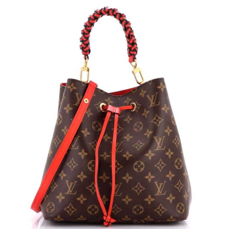 Braided Handle NeoNoe Handbag Monogram Canvas with Leather MM