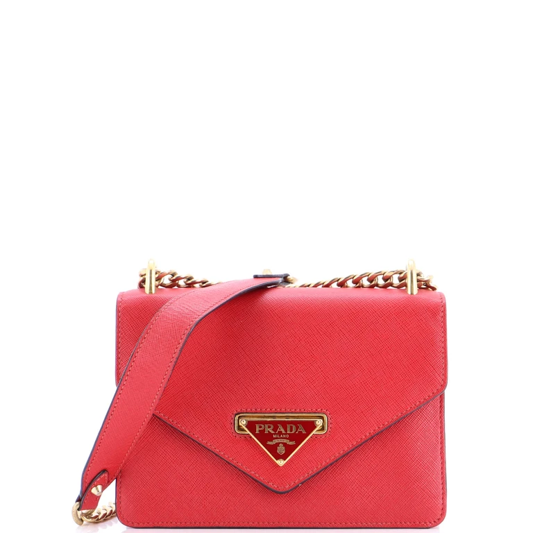 Envelope Flap Chain Shoulder bag Saffiano Leather Small
