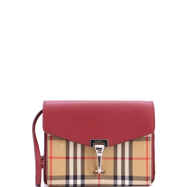 Macken Crossbody Bag Leather and Vintage Check Canvas Baby