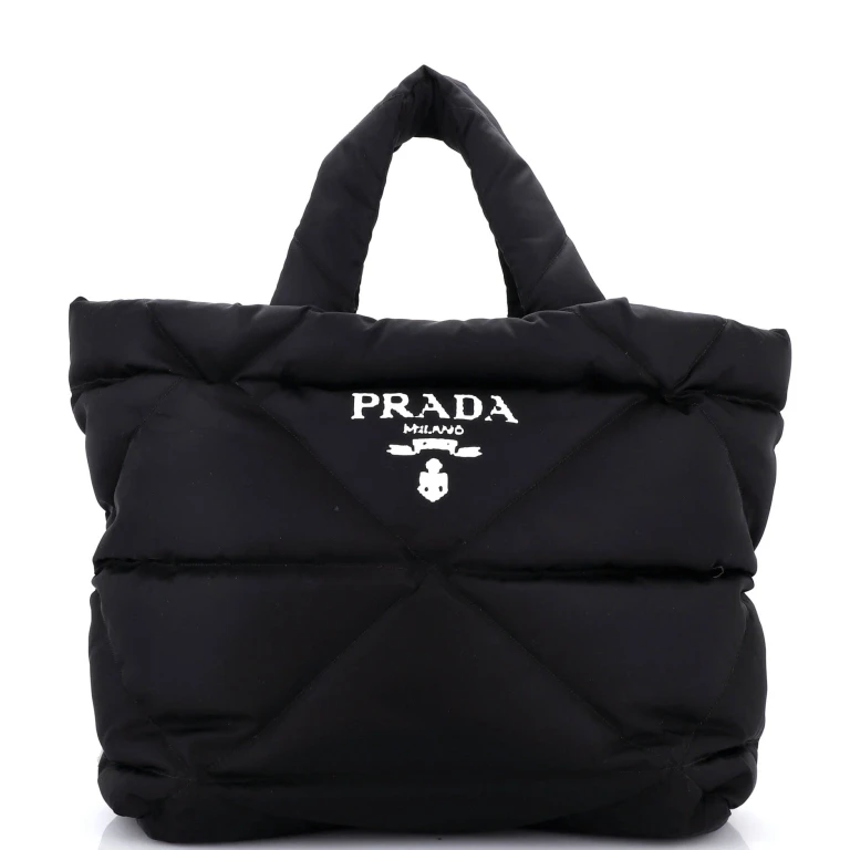 Padded Logo Tote Bag Quilted Re-Nylon Medium
