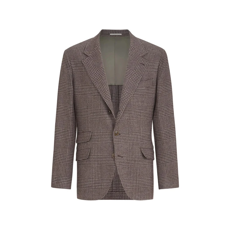 Comfort Wool And Cashmere Prince Of Wales Flannel Deconstructed Cavallo Blazer