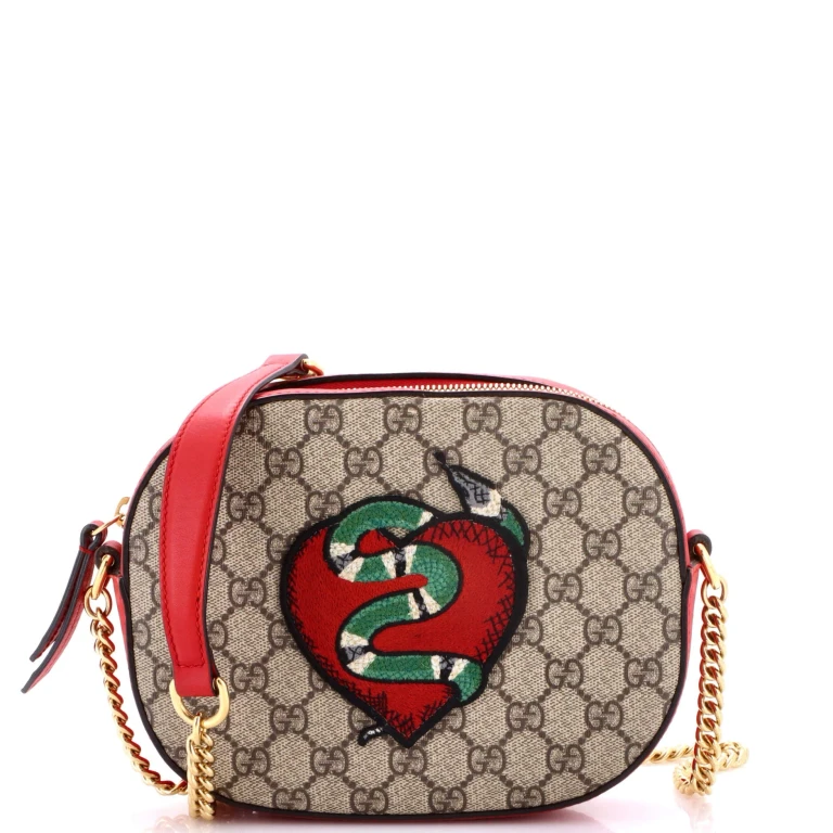 Chain Crossbody Bag Embroidered GG Coated Canvas Mini
