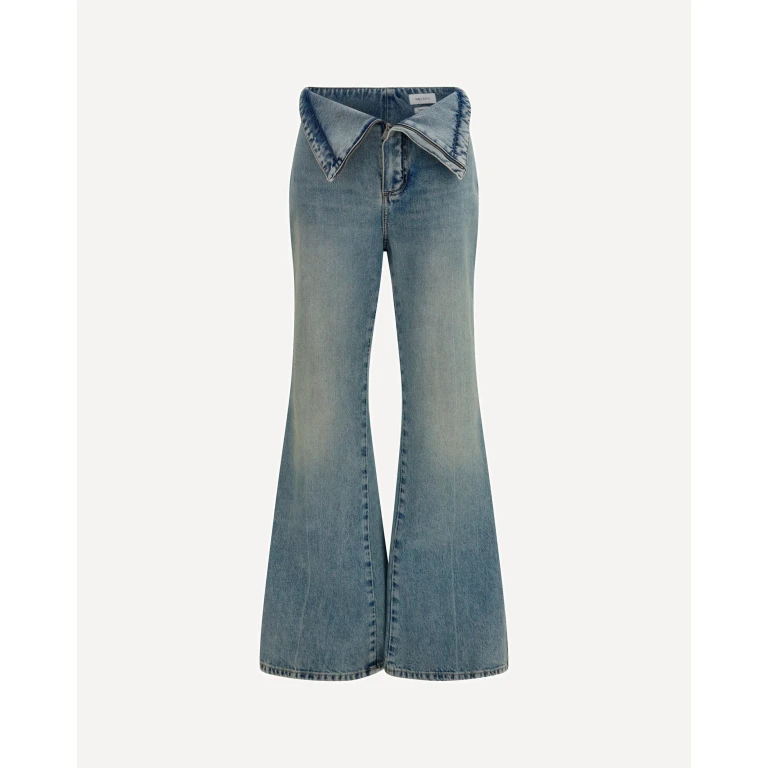High-waisted flared cotton denim Jeans Female 26