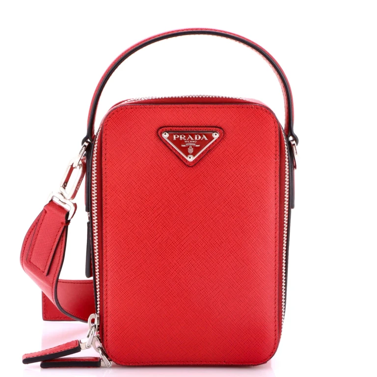 Brique Vertical Crossbody Bag Saffiano Leather Small