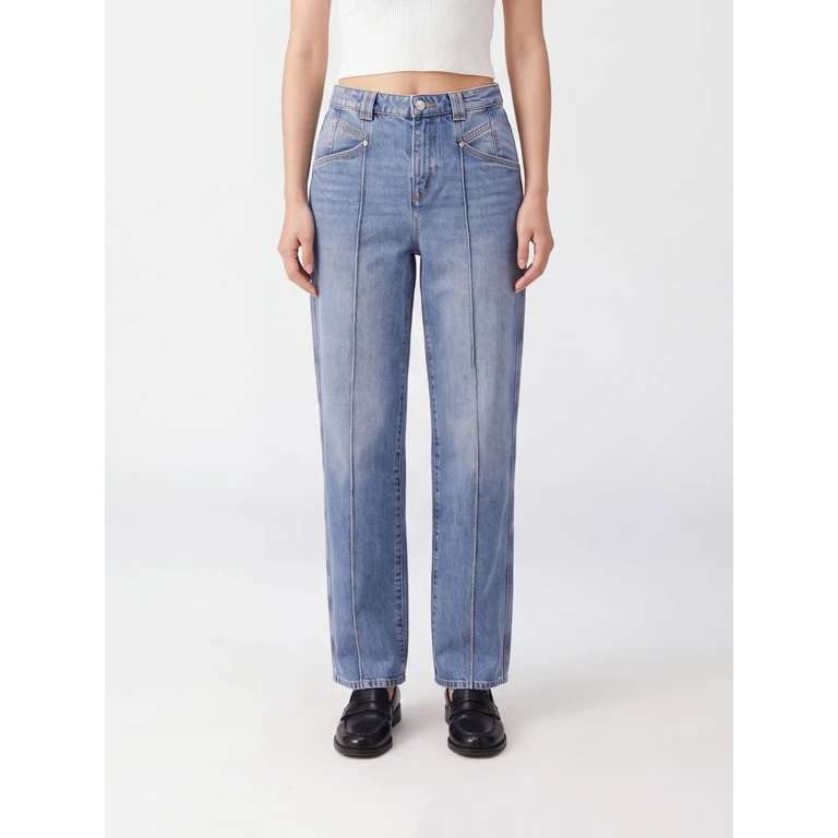 Mid-Rise Straight Jeans in Blue Cotton Denim (26APA0744FAD1H02L30LU)