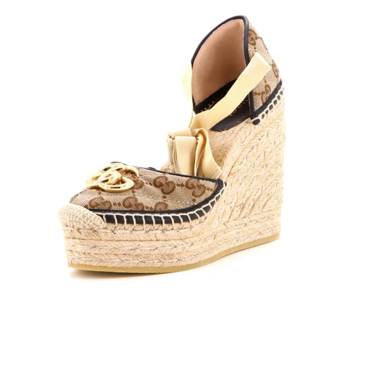 Women's GG Marmont Wedge Espadrilles Diagonal Quilted GG Canvas