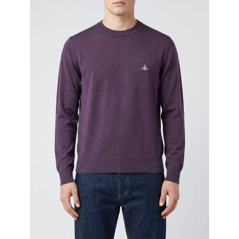 Pure Wool Crewneck Jumper with Embroidered Orb Logo (27010012Y005ED408)