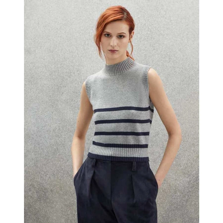 Women's Light Grey Wool Sleeveless Sweater