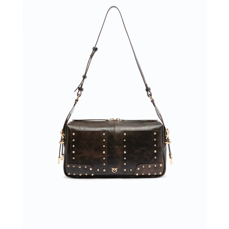 Sac porté épaule Keeper Bag moyen en cuir cloud avec empiècements et clous