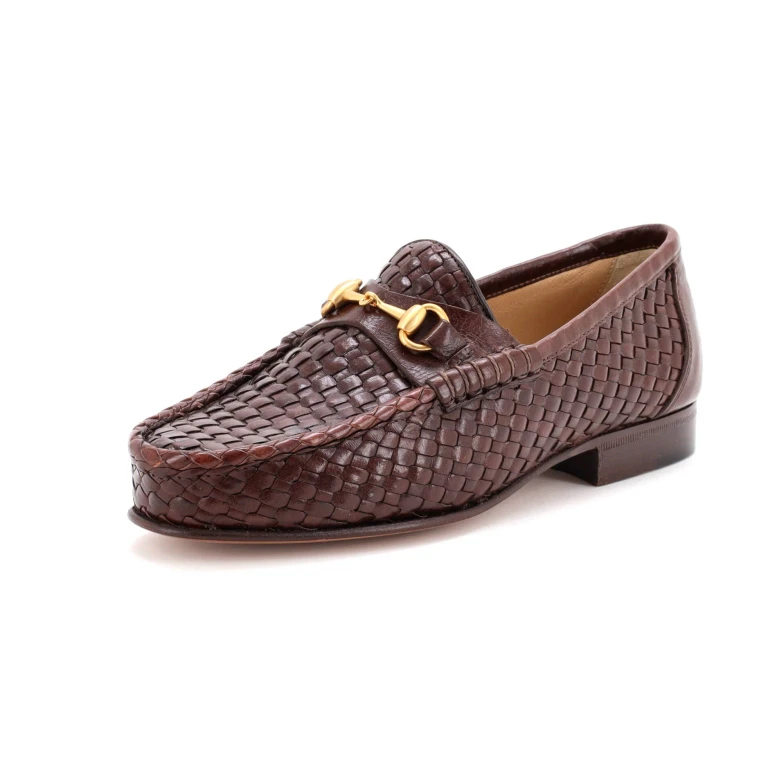Men's Vintage Horsebit Loafers Woven Leather