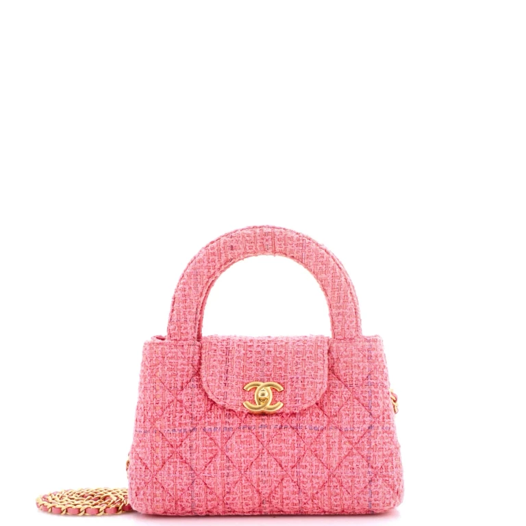 Kelly Top Handle Shopping Bag Quilted Tweed Mini