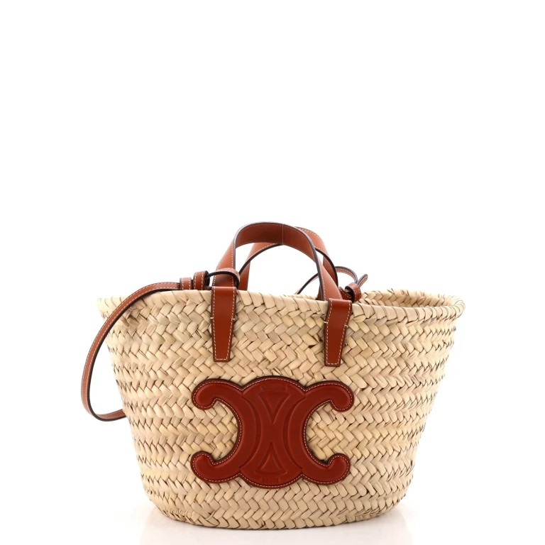 Classic Panier Basket Tote Raffia and Leather Teen
