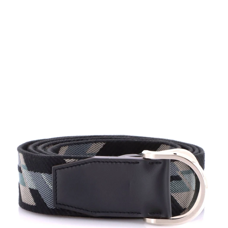 Double D Ring Belt Printed Canvas and Leather