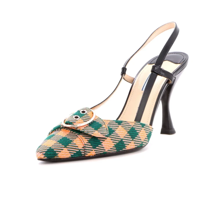 Women's Buckle Slingback Pumps Printed Fabric