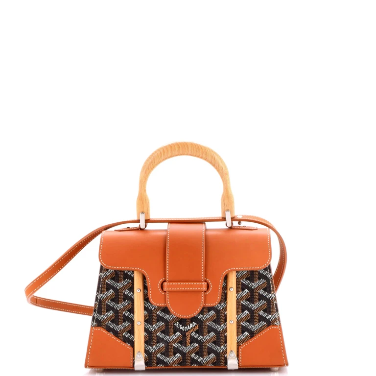 Structured Saigon Top Handle Bag Coated Canvas with Leather Mini