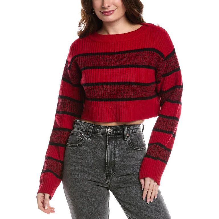 Crop Boatneck Wool Pullover