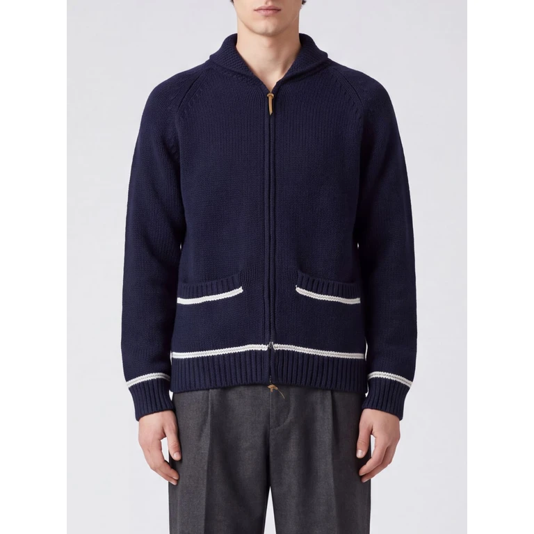 Wool Blend Cardigan with Shawl Collar and Graphic Print (761258WA0I)