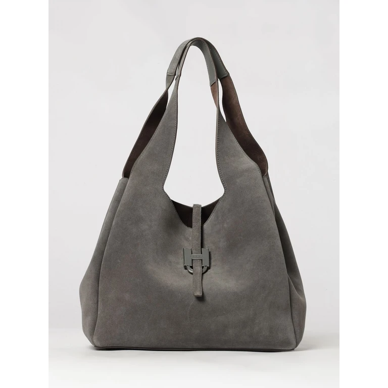 Suede Leather Shoulder Bag with H Logo and Internal Pouch (KBW01XA1300UGMB401)