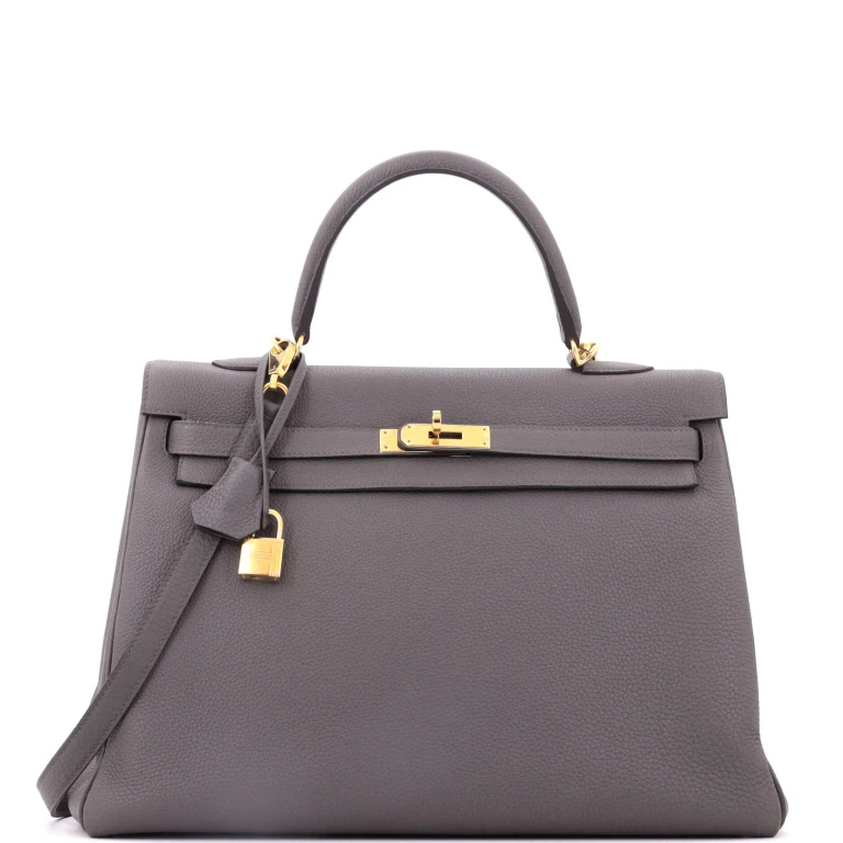 Kelly Handbag Etain Togo with Gold Hardware 35