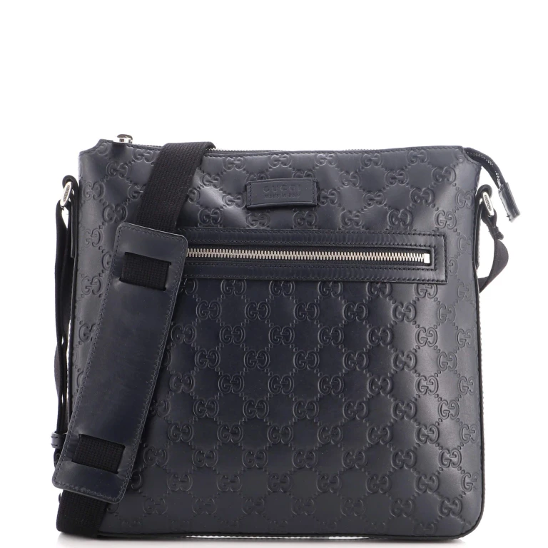 Signature Zip Messenger Bag Guccissima Leather Medium