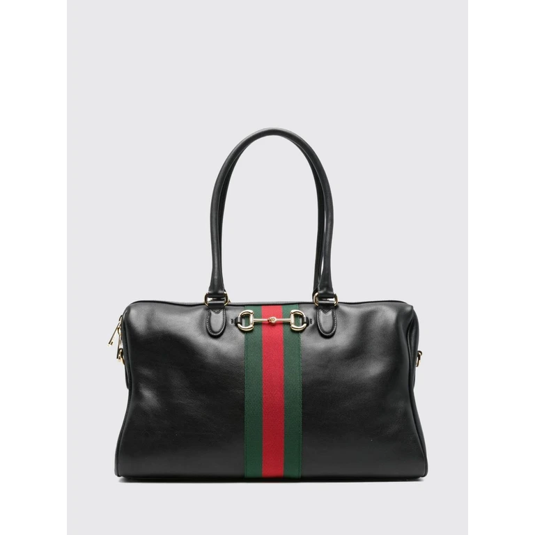 Calfskin Leather Shoulder Bag with Horsebit Detail and Web Stripe (866734AAGIQ1053)