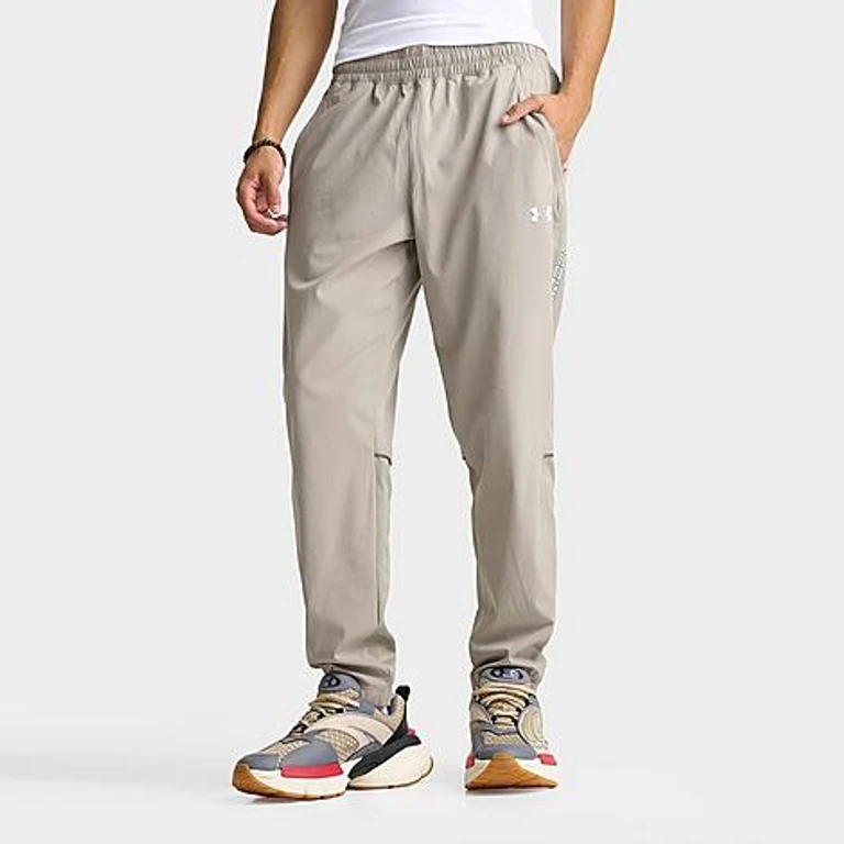 Men's Lock Up Woven Track Pants in Beige Size: Small