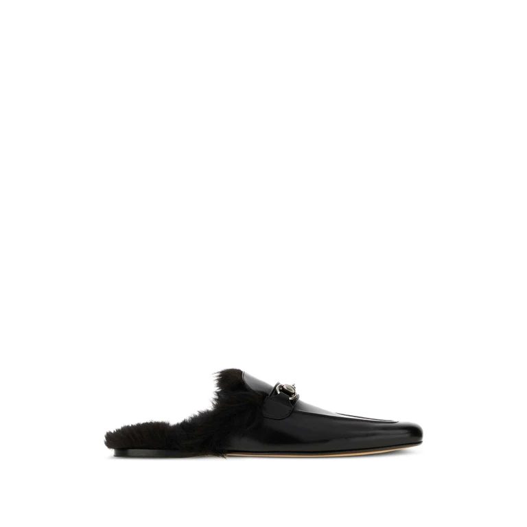 Horsebit Shearling-trim Mules