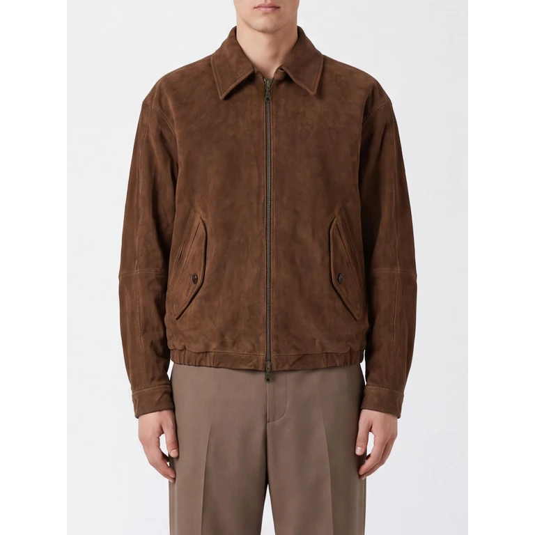 Goat Suede Leather Zip-Up Shirt Jacket (CXG4LE12KDBR)