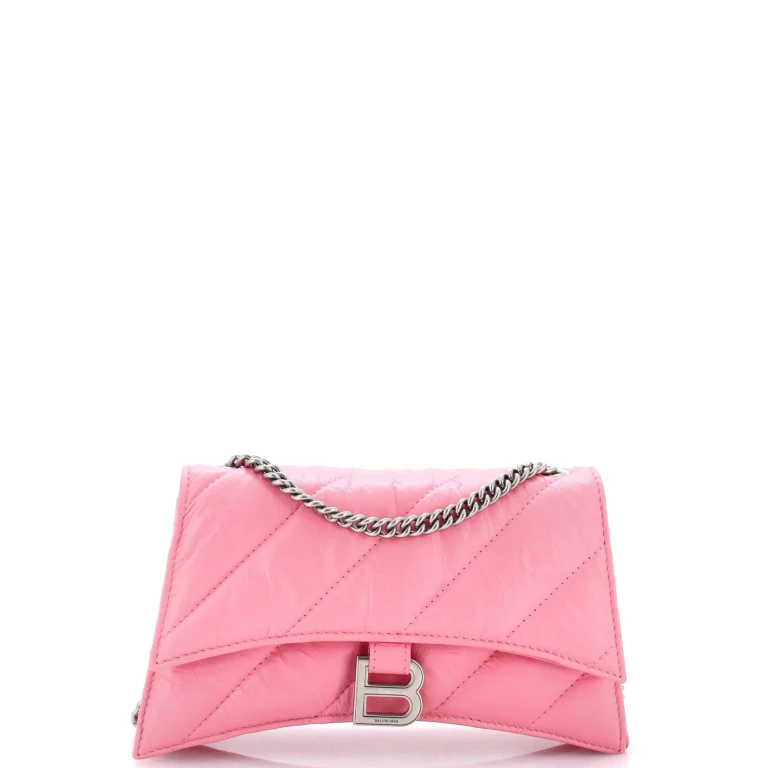 Crush Chain Flap Bag Quilted Crushed Calfskin Small