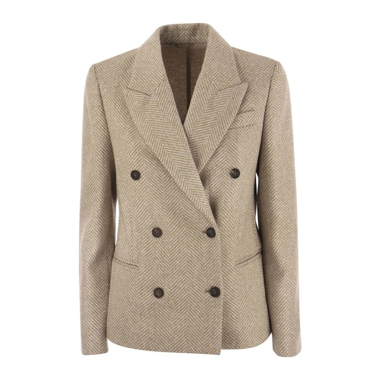 Womens Camel Double Breasted Wool Blend Jacket
