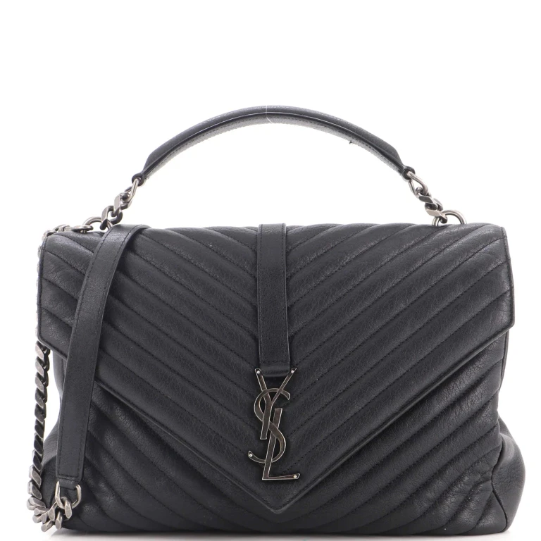 Classic Monogram College Bag Matelasse Chevron Leather Large