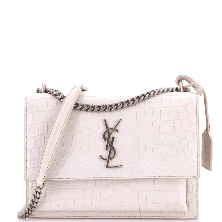 Sunset Crossbody Bag Crocodile Embossed Leather Medium