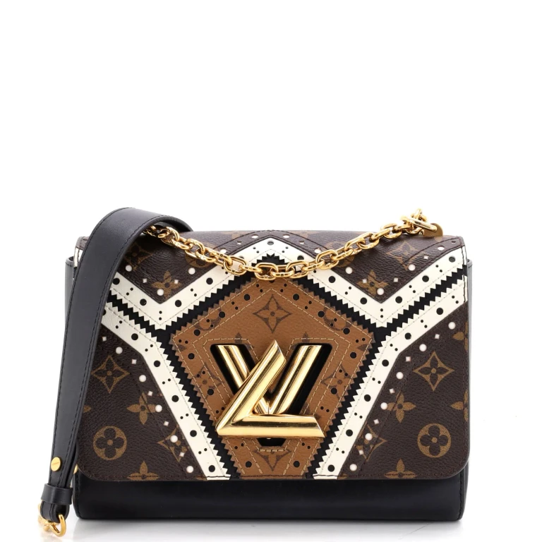 Twist Handbag Limited Edition Brogue Reverse Monogram Canvas and Leather MM
