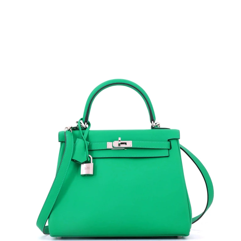 Kelly Handbag Menthe Swift with Palladium Hardware 25