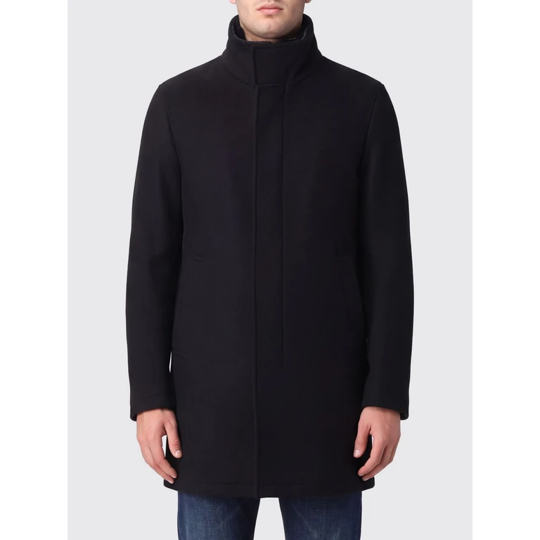 Single-Breasted Virgin Wool Coat with High Neck and Concealed Closure (CA000214U333449300)