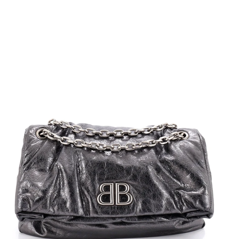 Monaco Chain Flap Shoulder Bag Leather Medium