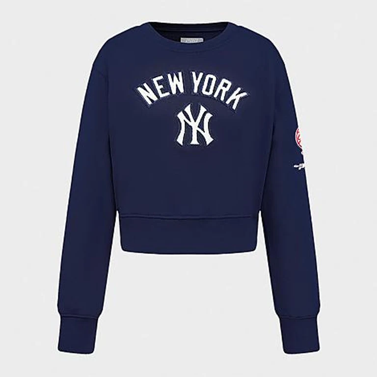 Pro Standard Girls' Big Kids New York Yankees MLB Classic Fleece Crewneck Sweatshirt in Midnight Navy Size: Small