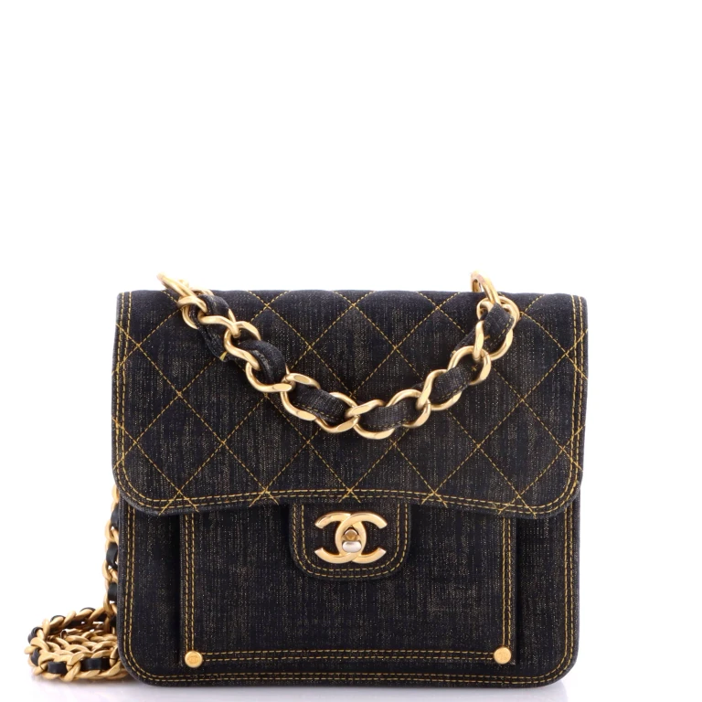 Double You CC Flap Bag Quilted Denim Medium