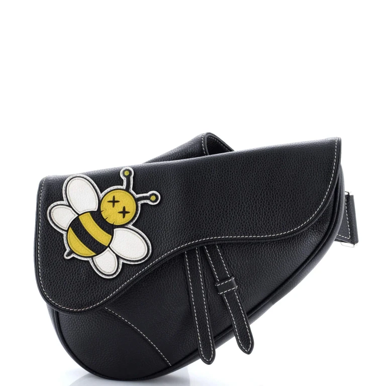 KAWS Saddle Crossbody Bag Leather with Applique