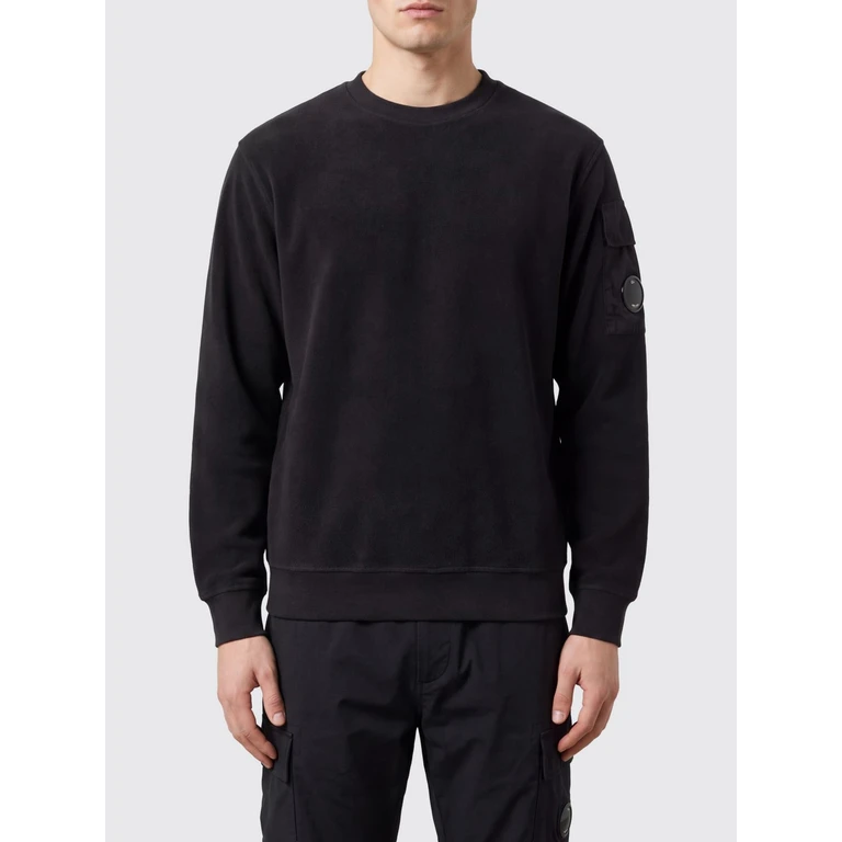 C. P. COMPANY Crew Neck Cotton Sweatshirt with Pocket and Logo Patch (21CMSS192A006614G985)