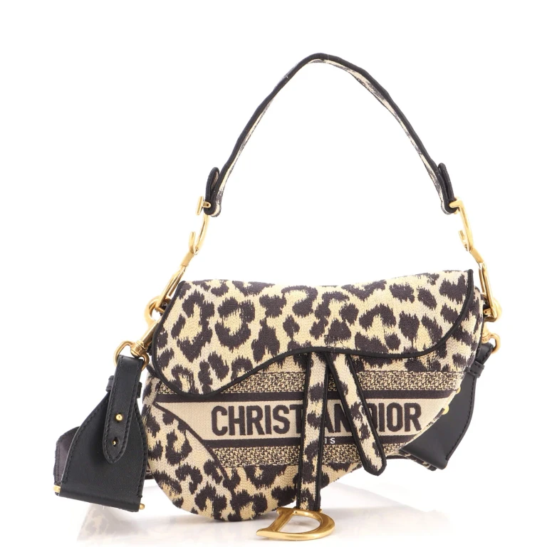 Saddle Handbag Mizza Embroidered Canvas Medium