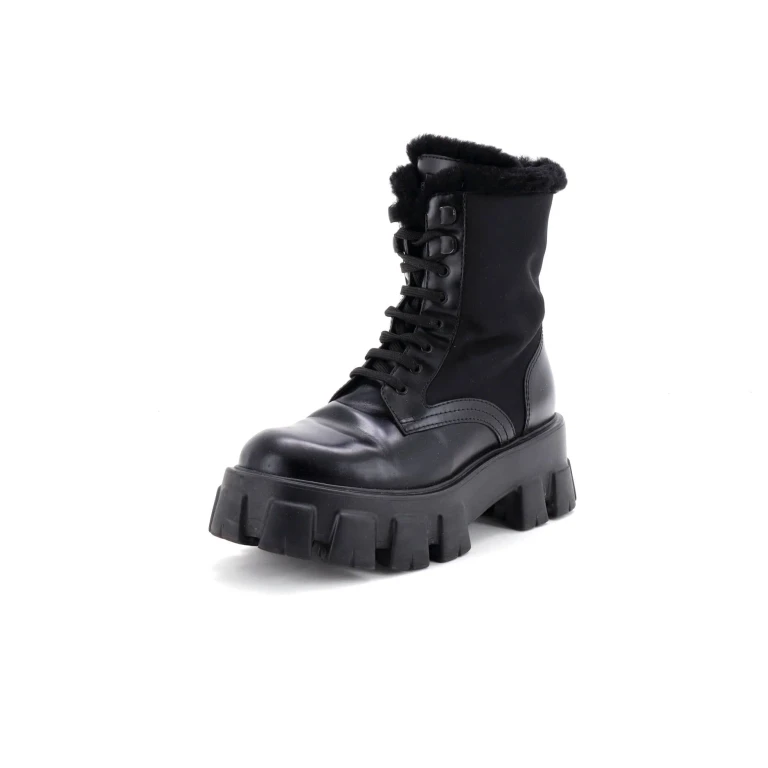 Monolith Combat Boots Nylon and Leather with Shearling