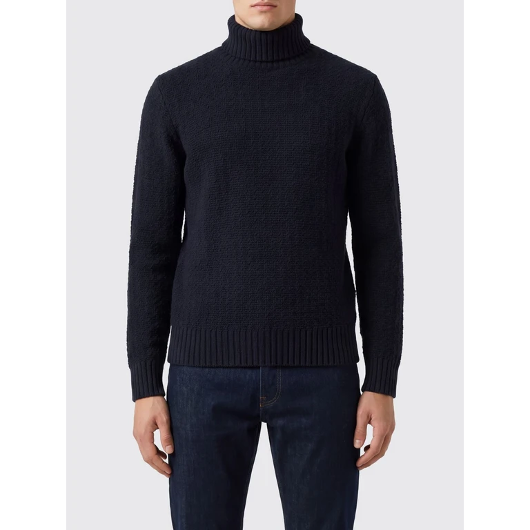 Wool Turtleneck Jumper with Ribbed Collar and Cuffs (CN5583007)