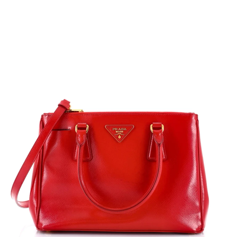Double Zip Lux Tote Vernice Saffiano Leather Mini