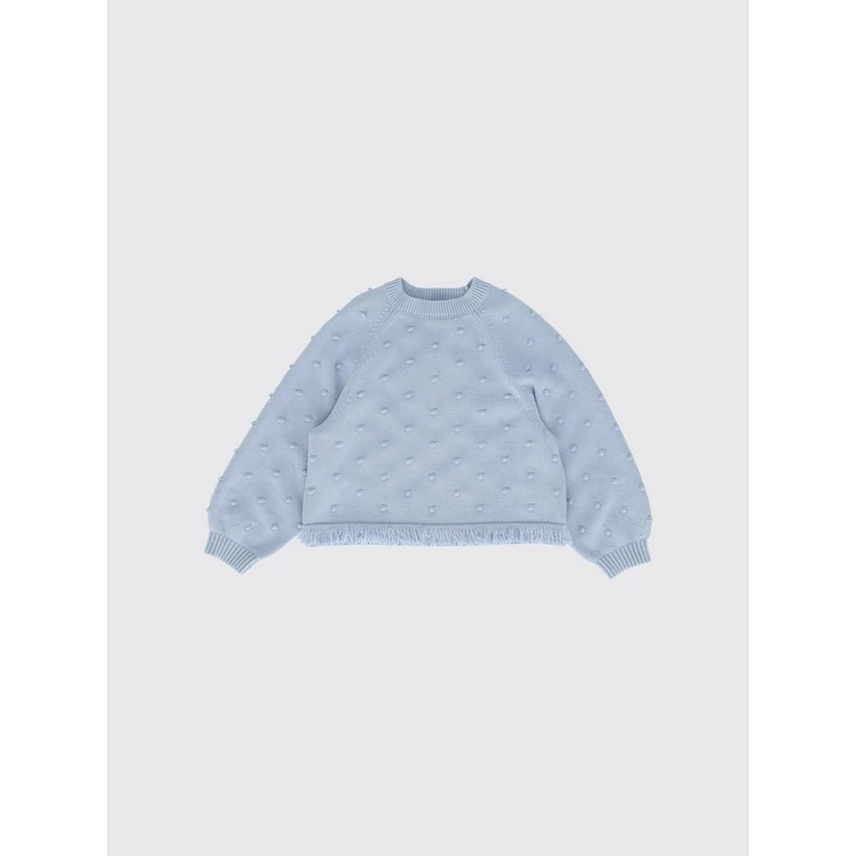 Girl's Cotton and Wool Jumper with Embroidery and Pom-Poms (TZ9A80Z152861E)