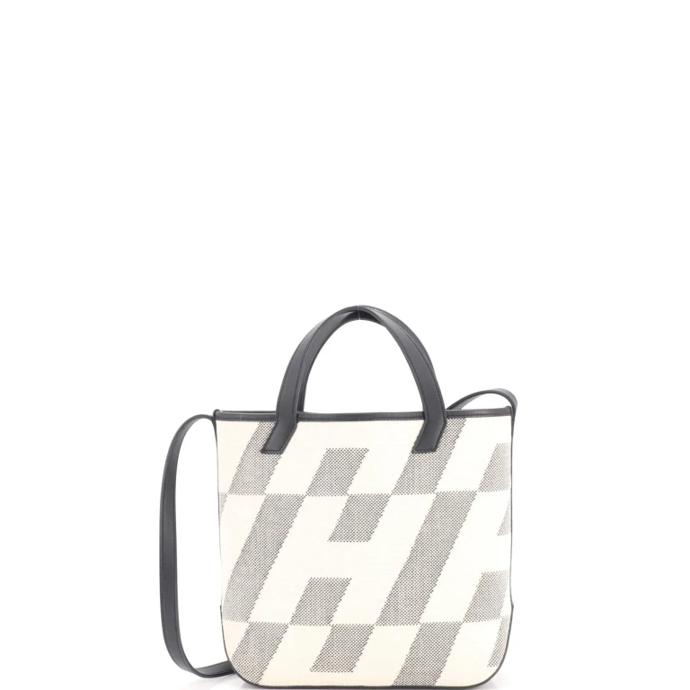 Cabas H en Biais Tote Canvas with Leather 27