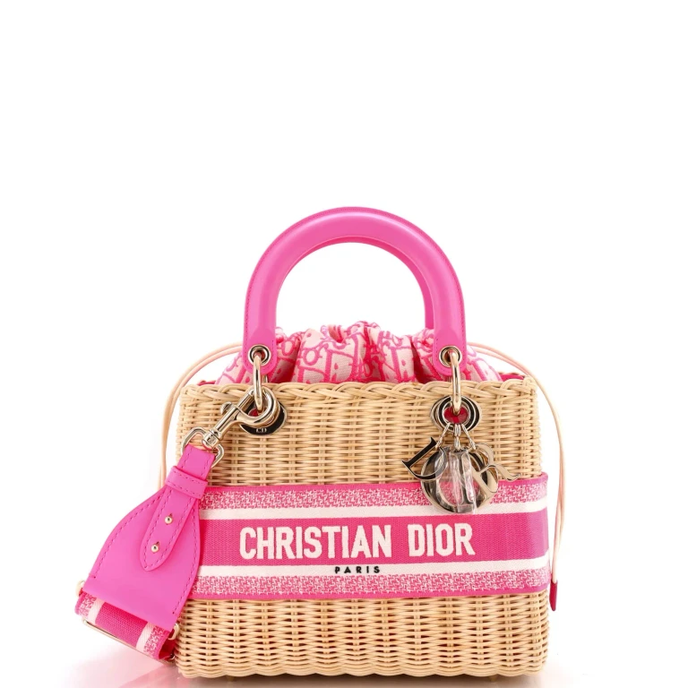 Lady Dior Bag Wicker and Oblique Canvas Medium