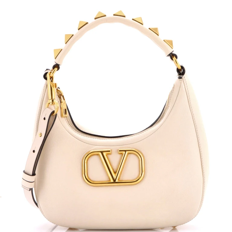 Stud Sign Zip Hobo Leather